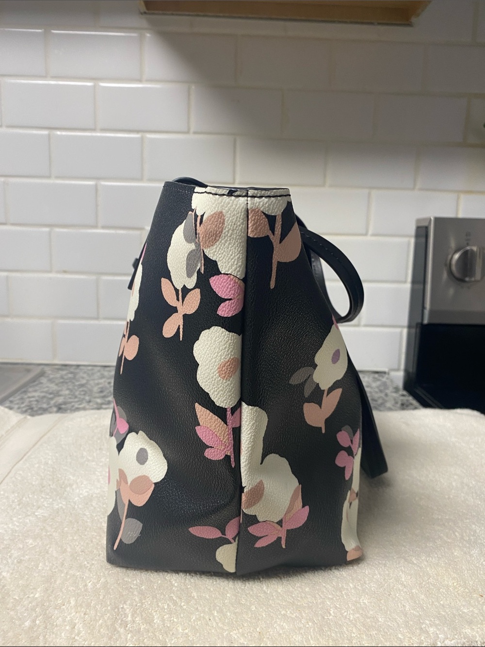 kate spade Black Floral Print Tote with Pastel Accents - Picture 3 of 9